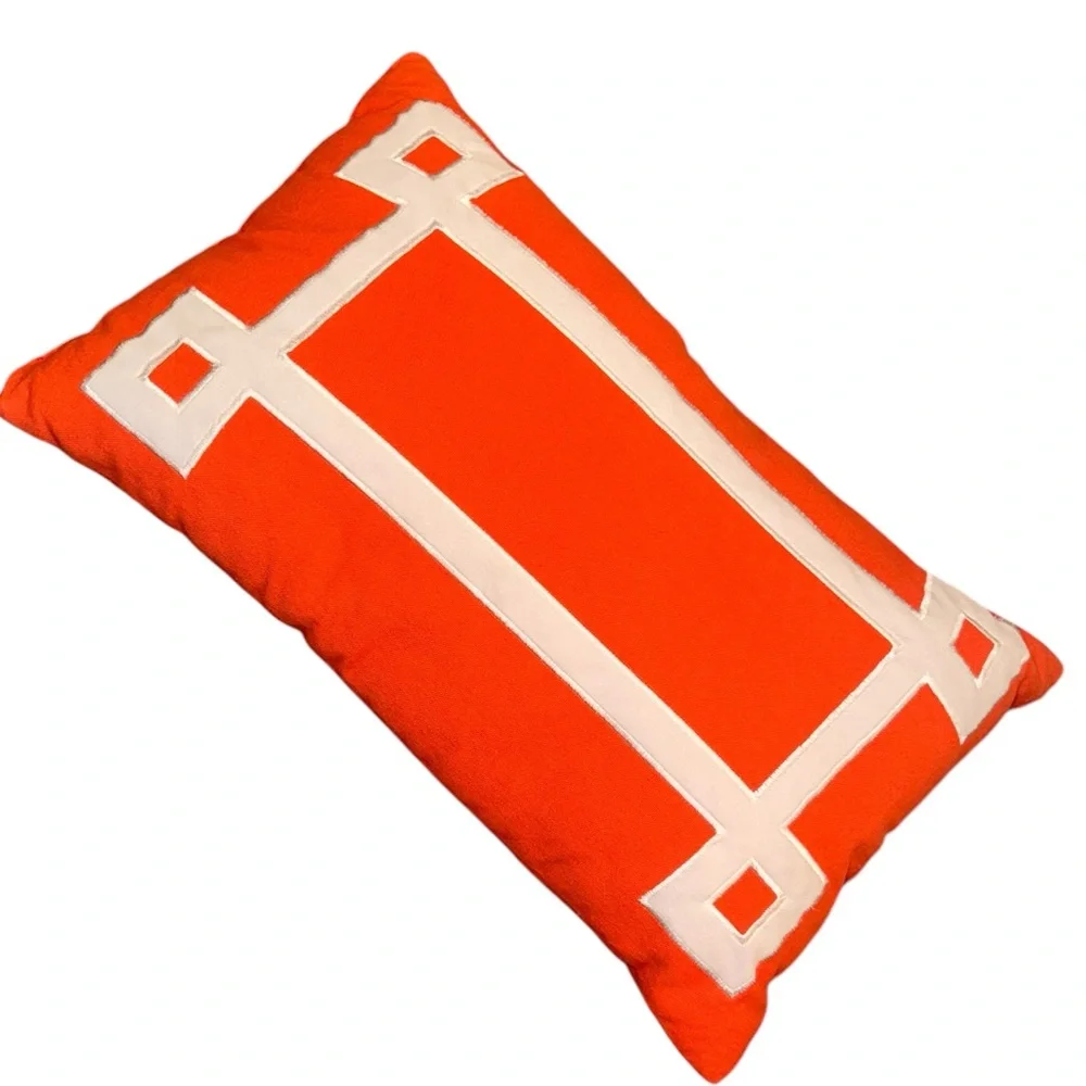 12” X 20” Rectangular Oblong Accent Pillow Orange & Cream